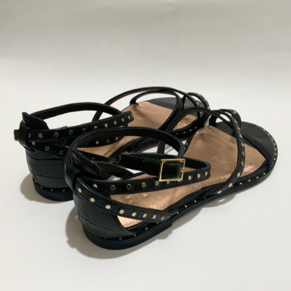 Ted Baker Mathar Black Croc Leather Ankle Strap Studded Gladiator Sandals 9 39.5 - Picture 9 of 16